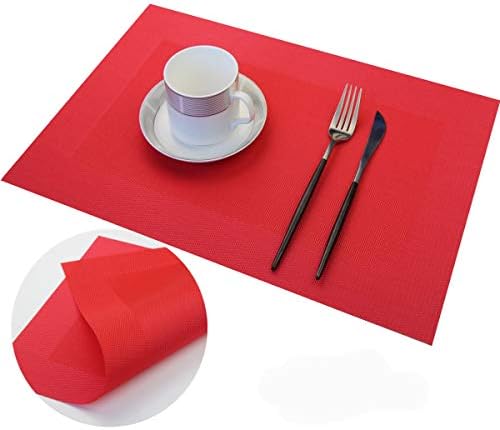 Vinyl Placemats Heat-Resistant Table Mats Washable Easy Clean Plastic