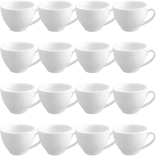 Reallnaive 16 Pcs Porcelain Espresso Cups Set 4.4 oz Stackable Coffee