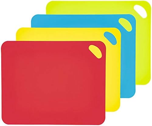 Flexible Cutting Board Mats – Set of 4 Durable Plastic Kitchen Food
