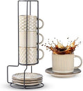 GBhome 6 OZ Coffee Mugs with Saucer and Stand, Ceramic Espresso Coffee