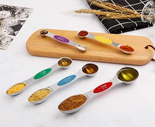 Magnetic Measuring Spoons Set Stainless Steel Dual Sided Stackable