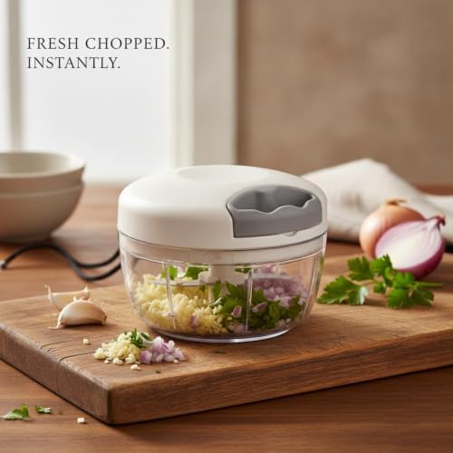 17 fl oz Manual Food Chopper, Pull-String Prep Tool for Garlic and