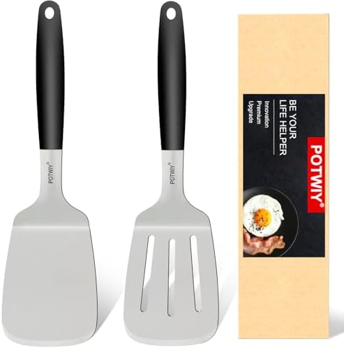 Stainless Steel Wide Spatula Set, Heavy Duty Large Metal Spatulas for