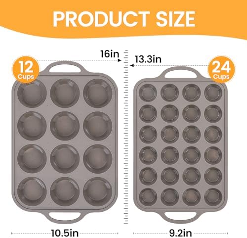 CAKETIME Silicone Muffin Pans for Baking, Metal Reinforced Frame