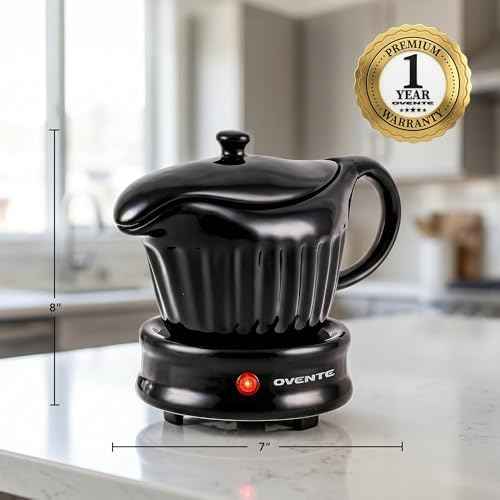 OVENTE Electric Gravy Boat Warmer, 13.5 Ounce, Black FW024589B
