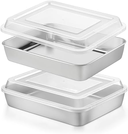 Herogo Baking Pan with Lid (2 Pans + 2 Lids), 8 x 10 Inch Rectangle