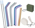 4-Size Reusable Silicone Straws with Travel Keychain Cases-Portable