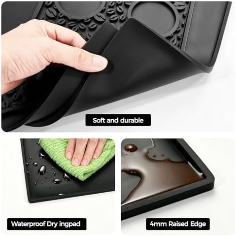 24" x 16" Silicone Espresso Mat Set, Tamping Mat with Portafilter