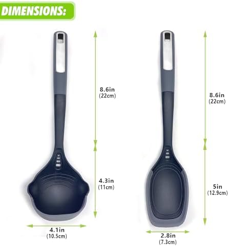Kitchen Ladle Spoon Set, Heat-Resistant, with Measurement Marks