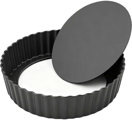 9.5 Inch Tart Pan with Removable Bottom & Non-stick Baking Mat Set