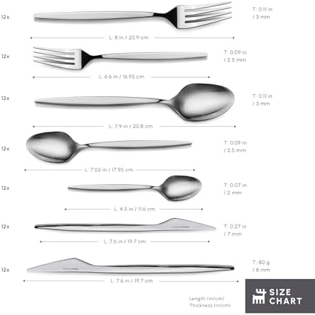 Karaca Thor 84-Piece Table Silverware Cutlery Set with Box, Stainless