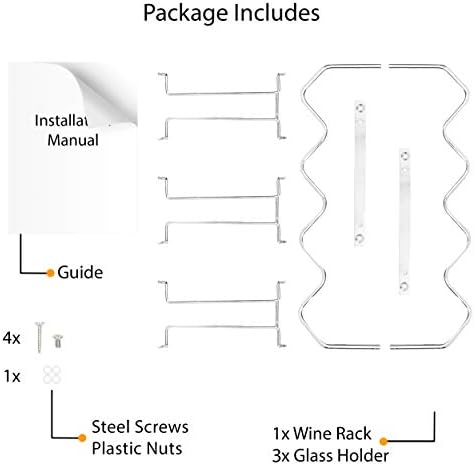 Wallniture Piccola Under Cabinet Wine Rack & Glasses Holder Kitchen