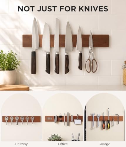 Magnetic Knife Strip 16′′, One-Piece Solid Magnetic Knife Holder for