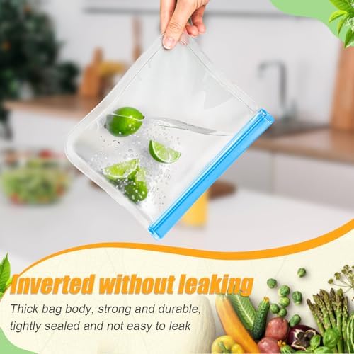 Reusable Silicone Food Storage Bags, 10 Pack 4 Size Leak proof