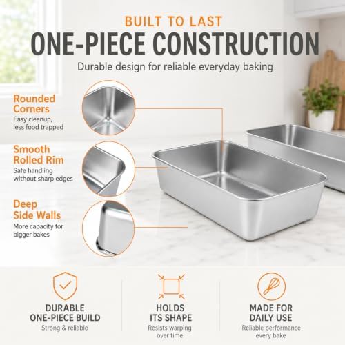 4-Pack 8.7x5.9 Stainless Steel Loaf Pan Fits 9x5 Parchment Paper