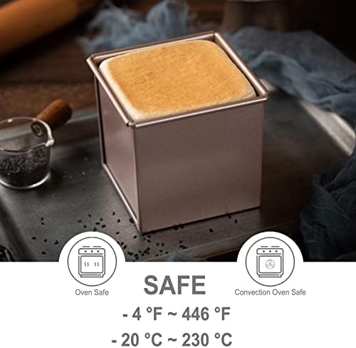 CHEFMADE Mini Pullman Loaf Pan with Lid, 0.55Lb Dough Capacity