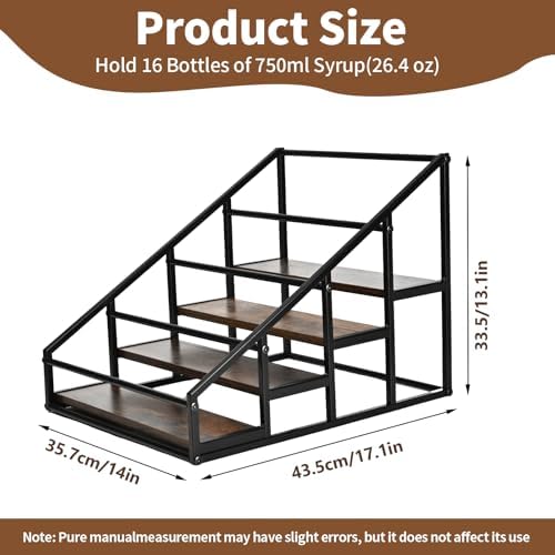 YQBRAO 4-Tier Coffee Syrup Organizer, 16-Bottle Rack