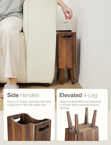 Tidita 1.5 Gal Wood Trash Can, Walnut Color