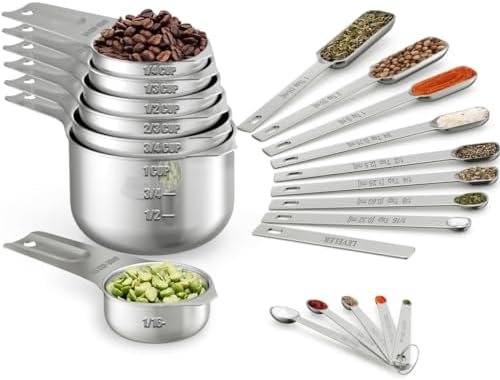 Wildone Measuring Cups & Spoons Set of 21 - Includes 7 Stainless Steel