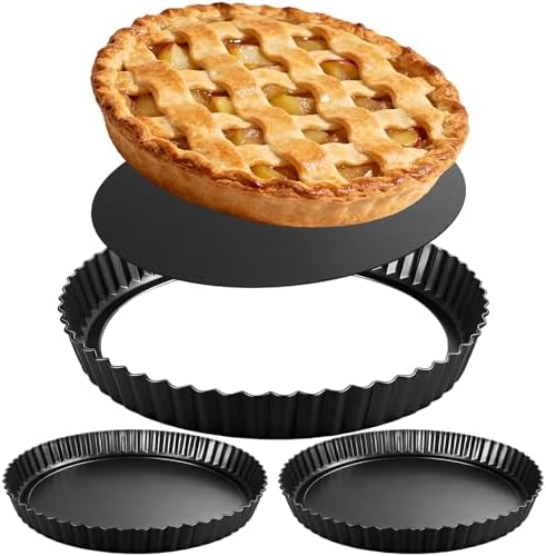 2 Pack Tart Pan, 9 Inch Tart Pan with Removable Bottom, Quiche Pie Pan