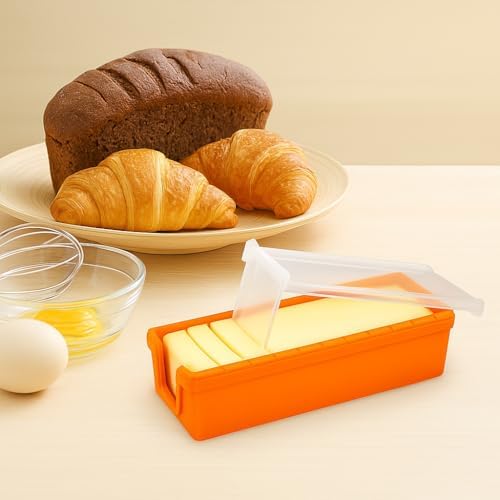 Silicone Butter Keeper with Built-in Slicing Blade & Microwave Safe
