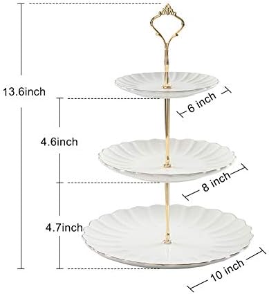 Sweejar 3 Tier Ceramic Cake Stand Wedding, Dessert Cupcake Stand for