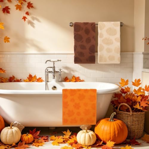 JarThenaAMCS 3Pcs Fall Football Hand Towels Pumpkin Maple Leaf