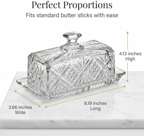 Godinger Butter Dish, Glass Butter Dish With Lid, Butter Holder
