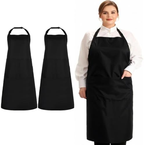 Plus Size Apron with 2 Pocket for Chef Kitchen Cooking Work, 2 Pack