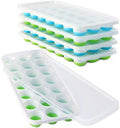 Ice Cube Trays with Lids BPA Free, 4 Pack Easy Release Silicone Ice