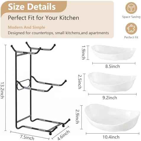 Ceramic Fruit Bowl for Kitchen Counter, 3 Tier Fruit Basket with Metal Stand, Tiered Fruit Stand for Countertop, Snack, Nuts, Cake, Dessert (3 tier)