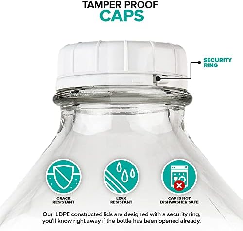 Stock Your Home Half Gallon Glass Milk Bottle with Lid (4 Pack) 64 Oz