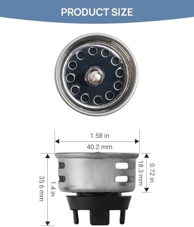 Small Basket Strainer for 2-inch Sink Drain, 2 Pack