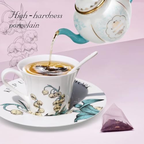 Tea Cup Set With 2 Tea Cups 2 Saucers And 2 Spoon 7 OZ Espresso Coffee