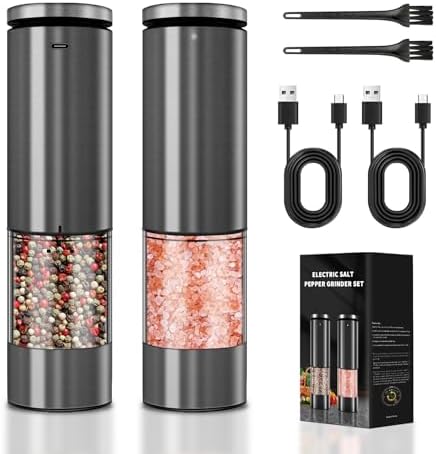Haomacro Electric Salt & Pepper Grinder Set, Larger Capacity