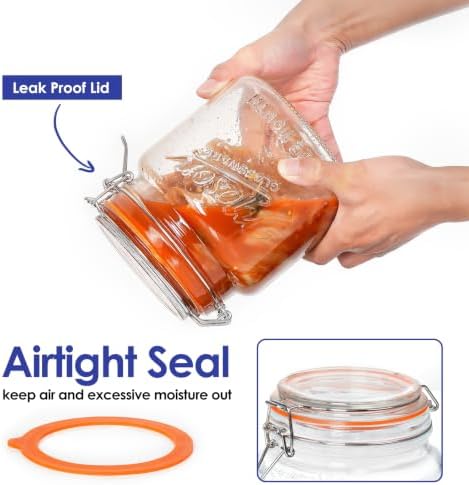 Qianfenie 2 Pack 64 oz Glass Mason Jars