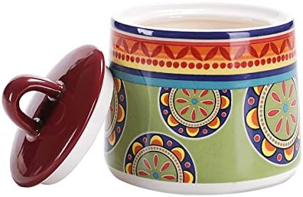Bico Tunisian Ceramic Sugar and Creamer Set, Sugar Bowl with Lid, Cute