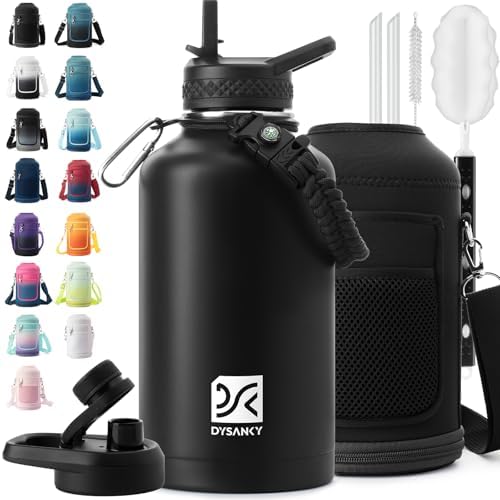 DYSANKY Insulated Water Bottle with Straw Lid & Portable Carrier Bag