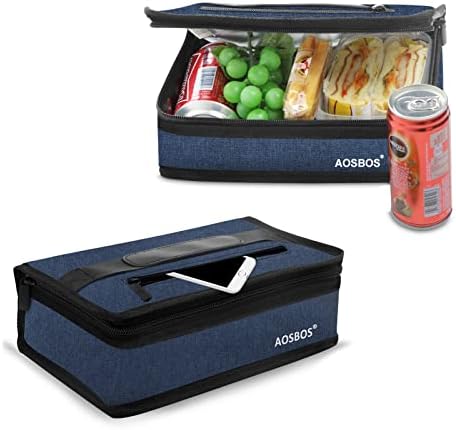 Aosbos Small Lunch Bag, Blue, Unisex, Portable Mini Cooler, Insulated