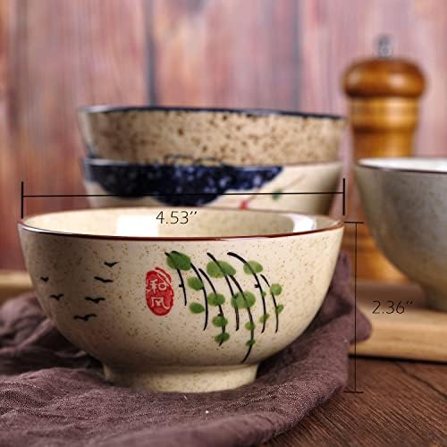 WHJY 4.5 inch Set in 4 Retro Chinese Japanese Creative Hand-painted