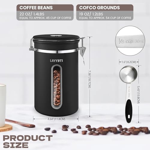 Coffee Canisters with Window,Airtight Coffee Container,22oz