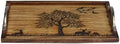 Large Wooden Serving Tray with Nature Scene, Decorative Tree and