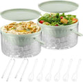 Hushee 2 Pack Chilled Dip Bowl 30oz Ice Serving Bowl with Lid Chilled Dip Bowl for Parties Cold Serving Dish with 2 Serving Tongs 6 Spoons for Hummus, Chilled Pasta, Potato, Dressing, Fruit, Salsa