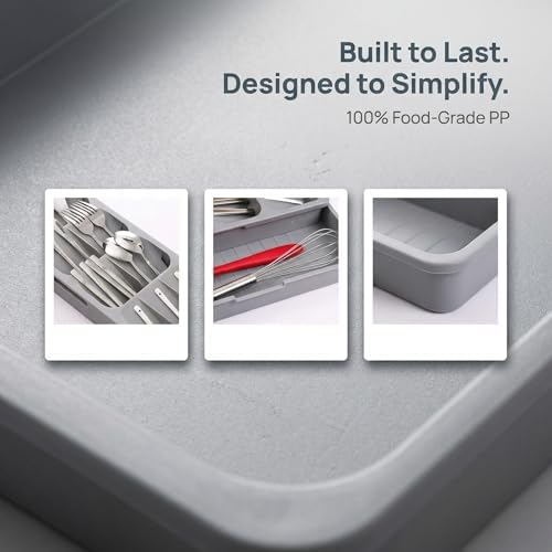 Flexible Silicone Utensil Drawer Organizer, Large Capacity Cutlery