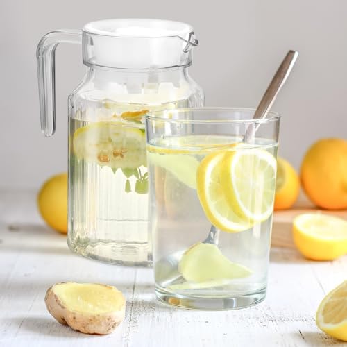 2 Pcs 20oz Plastic Pitcher with Lid - 600ml Cold/hot Acrylic Water Jug