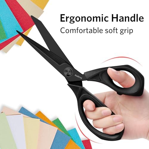 Asdirne Black Titanium Fabric Scissors, Dressmaking Scissors with