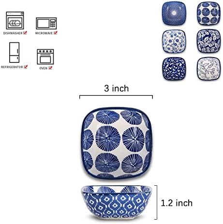 Selamica Ceramic 2.6 OZ Square Dipping Bowl Set, Set of 6, Vintage