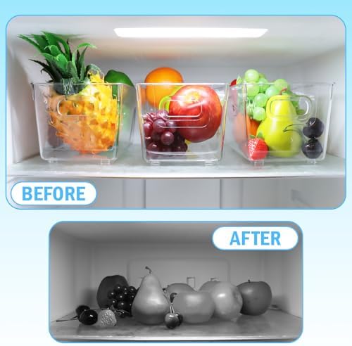 10 Pcs Clear Plastic Storage Bins,Pantry Organizer Bins