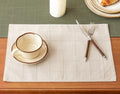 Linen Checked Placemats Set of 4, Ivory Rustic Place Mats 12x18 Inch