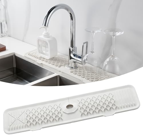 Silicone Faucet Splash Guard Cream White/Beige Kitchen Dish Drying